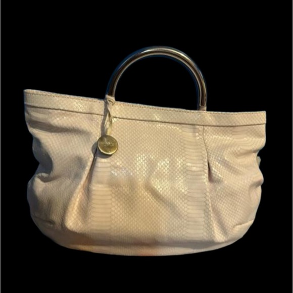 Furla Handbags - Vintage Furla pale pink embossed python leather large bag